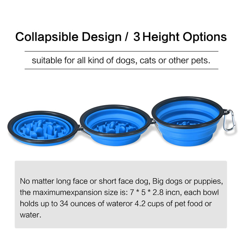 [Australia] - EAXBUX Portable Dog Slow Feeder Bowl Collapsible Silicone Stop Bloat for Pet for Travel,Outdoor,Home Blue 