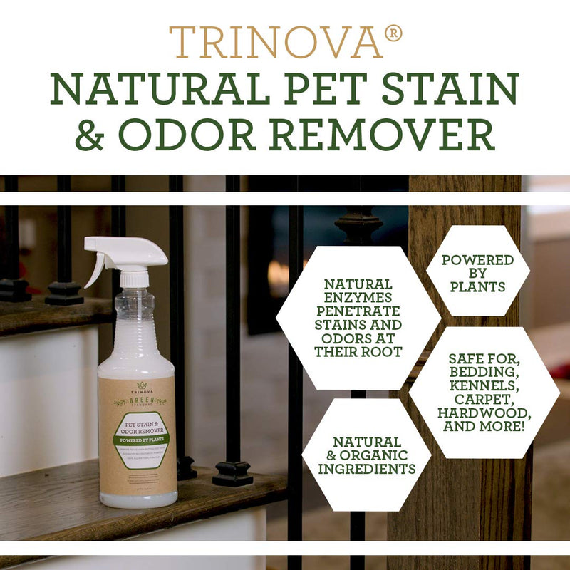 [Australia] - TriNova Natural Pet Stain and Odor Remover Eliminator - Advanced Enzyme Cleaner Spray - Remove Old & New Pet Stains & Smells for Dogs & Cats - All-Surface Safe 32 oz 