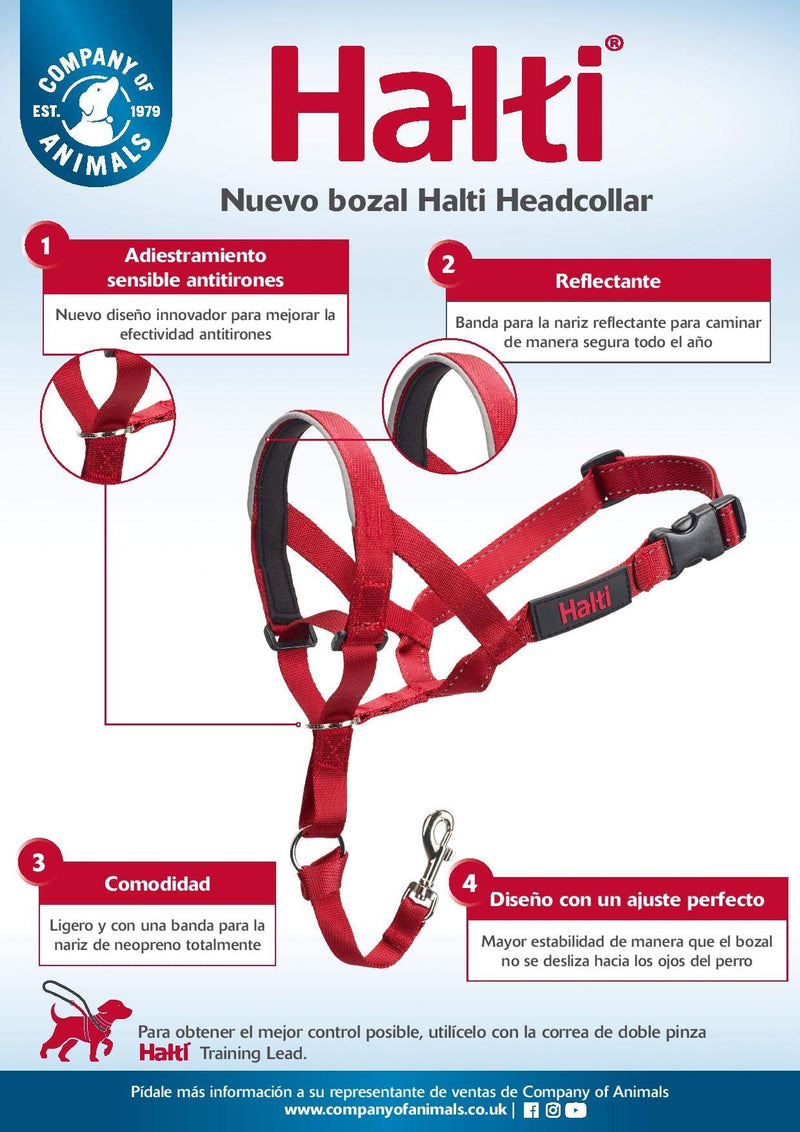 HALTI Headcollar Size 3 Red, UK Bestselling Dog Head Harness to Stop Pulling on the Lead, Easy to Use, Padded Nose Band, Adjustable & Reflective, Professional Anti-Pull Training Aid for Medium Dogs - PawsPlanet Australia