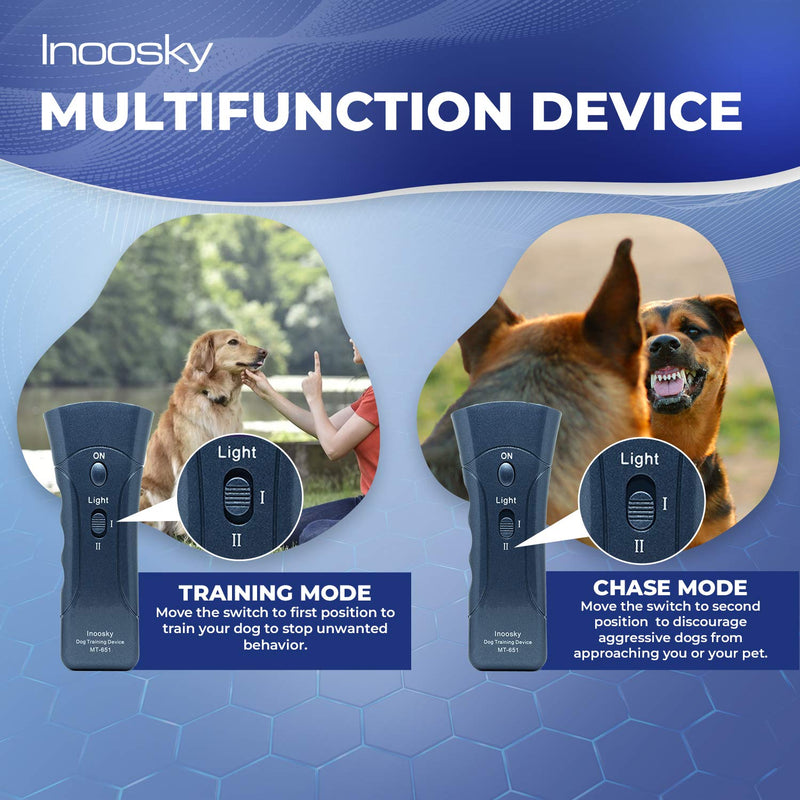 Inoosky Dog Barking Deterrent, Handheld Ultrasonic Dog Trainer - Stop Barking Devices Metallic Blue - PawsPlanet Australia