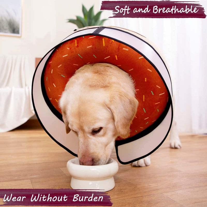 Inflatable Dog Cone Collar with Enhanced Anti-Licking, Soft Neck Donut for Dogs Cats, Recovery Pet Cone Collar After Surgery for Large Medium Small Dogs (Brown, Small) Donut Brown - PawsPlanet Australia