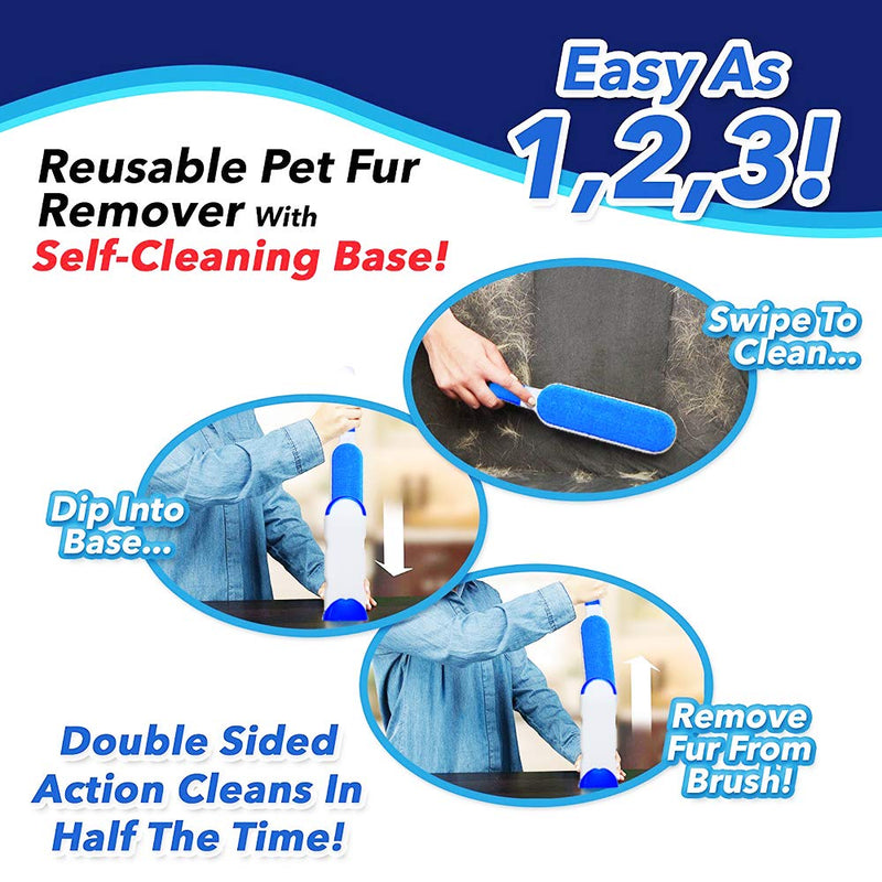 Pet Hair Remover - Dog Hair Removal Brush for Cat - Reusable Magic Cleaning Stick for Travel - Remove Lint Fur from Fabric Clothes Carpet Car Seat Bedding (‎Navy Blue) ‎navy Blue - PawsPlanet Australia