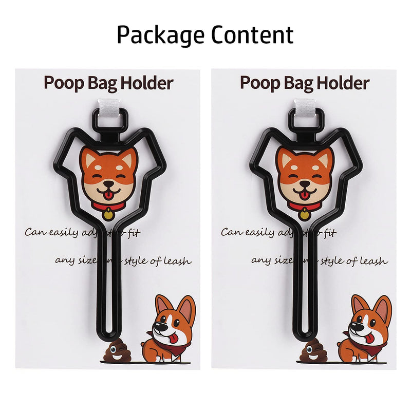 genenic 2 Pack Dog Poop Bag Holder for Leash, Hands Free Waste Bag Carrier Poop Bag Holder withTouch Fasteners Attachment, Adjustable Waste Bag Carrier Fit Any Leash, Black - PawsPlanet Australia