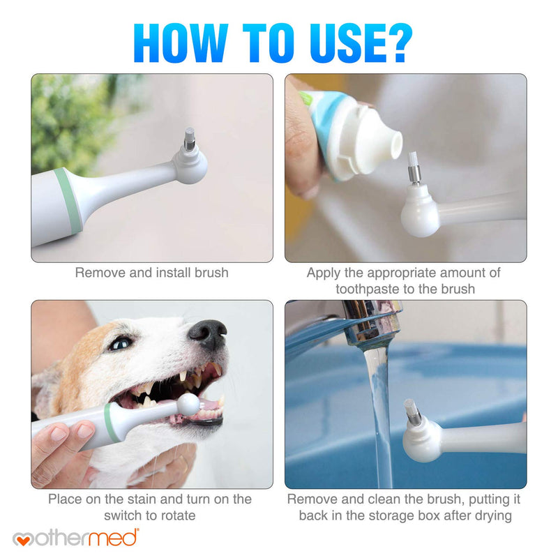 mothermed Dog Tartar Cleaner Electric Professional Teeth Polisher Pet Calculus Plaque Stains Teeth Cleaner with 4 Brush Head Puppy Dental Scaler Care Cleaning Tools Kit for Dogs Cats - PawsPlanet Australia