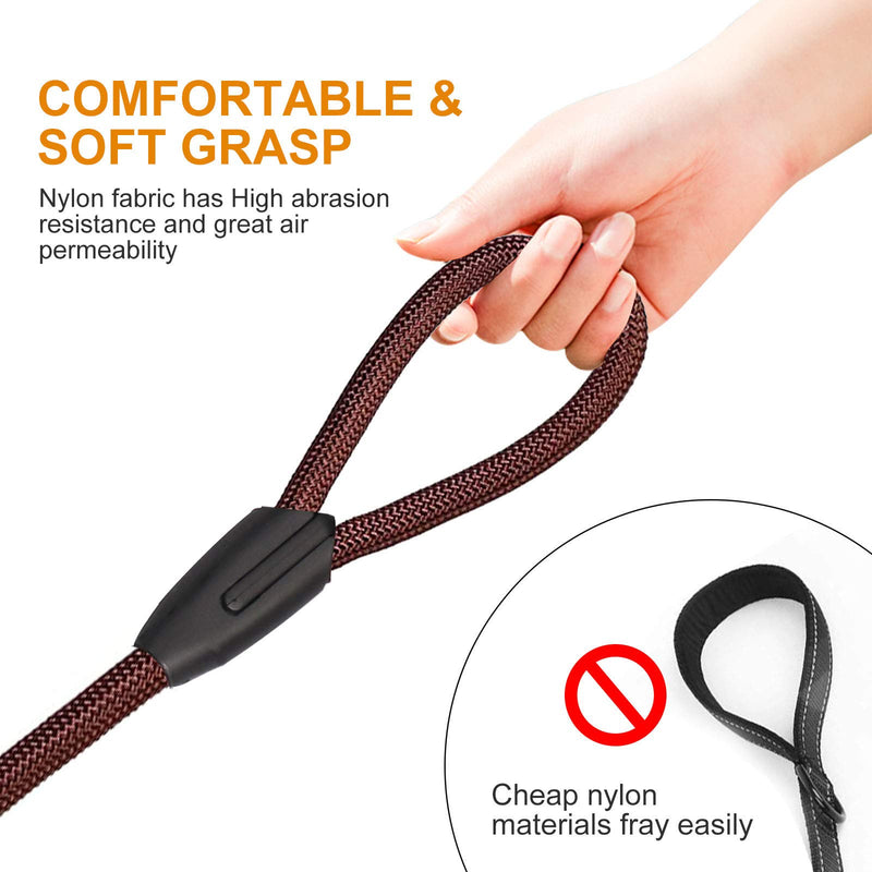 Dog Leash, Slip Lead Dog Leash Extremely Durable and Waterproof Heavy Duty Control Safety 2 in 1 Rope Training Dog Leashes Perfect for Small Medium Large Dogs (Brown) 1PC - PawsPlanet Australia