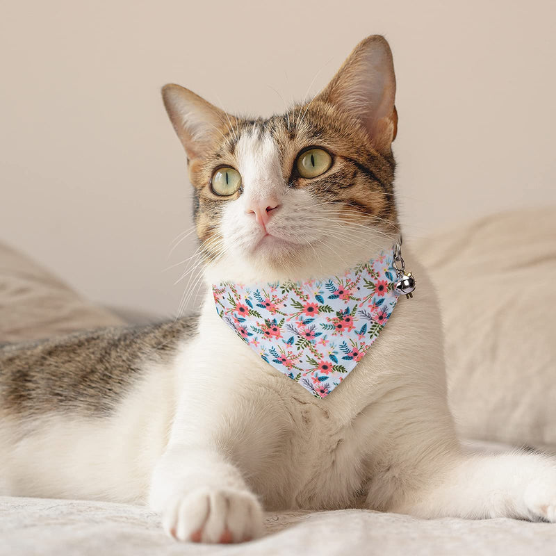 Cat Collars, Cat Collar Bandana, Cat Collars for Girl Cats, Breakaway Cat Collar, Kitten Collar, Cat Collar with Bow Tie, Kitten Collar with Bell, Personalized Flower Cat Collar for Male Female Cats Blue - PawsPlanet Australia