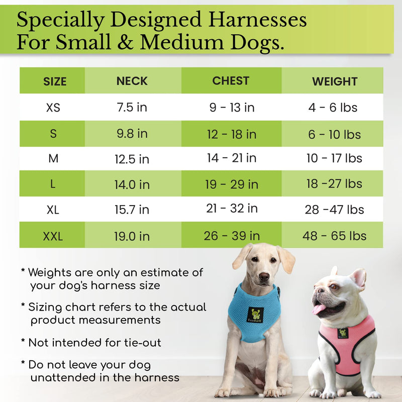 EcoBark Dog Harness Soft Gentle No Pull No Choke Dog Harnesses Double Padded Halter Ultra Cushion Walking Breathable Mesh Dog Vest for Puppies XS Small Medium Large XL Black 3. Medium-10 to 17 lbs - Neck Up to 12.5 in - PawsPlanet Australia