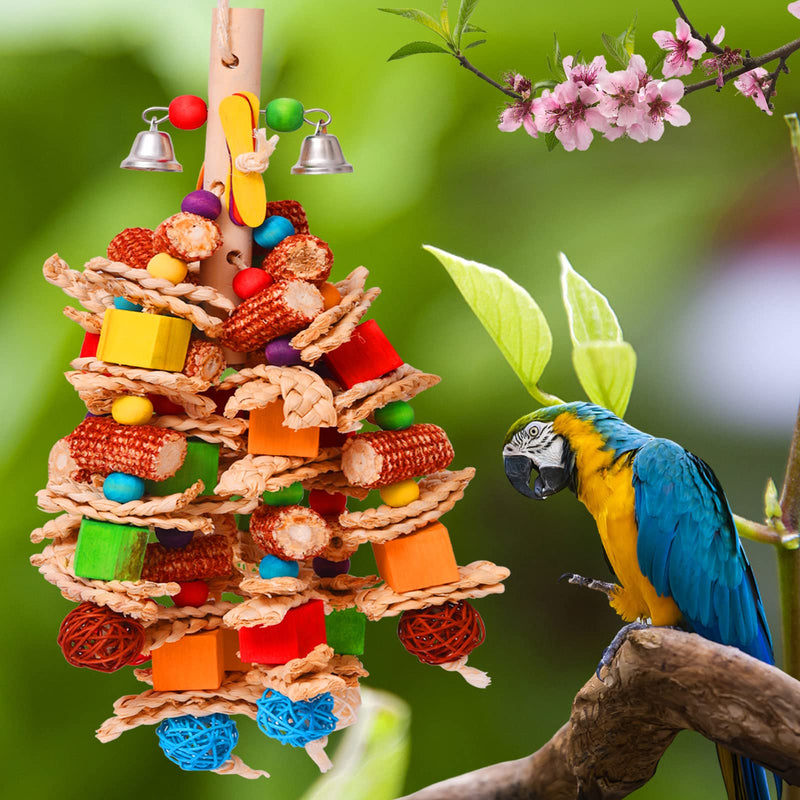 MYMULIKE Bird Toy Parrot Toy Made with Nature Corn Cob, Strong Parrot Chewing Toy, Best Toys for African Grey, Amazon Parrots, Parakeets, Budgie, Finch, Cockatiels, Conures ect large skewers of corncob - PawsPlanet Australia