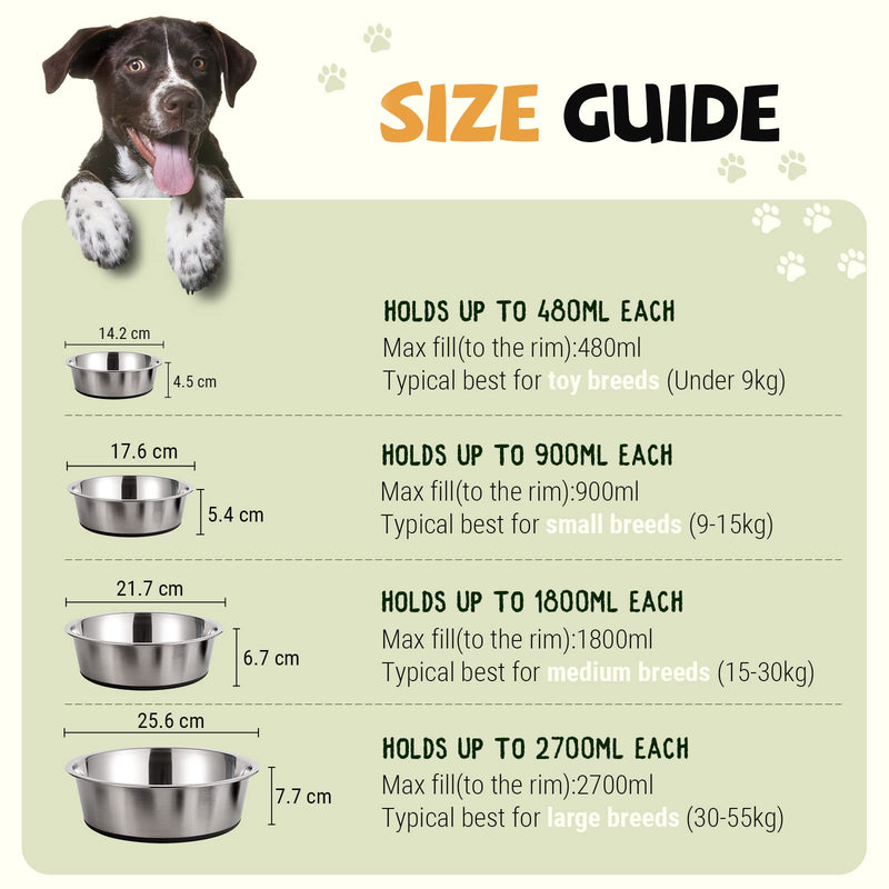 PEGGY11 Stainless Steel Metal Dog Bowls | Nonslip Silicone Rubber Bottom Design | Ideal Food Water Bowls Set for Small, Medium, and Large Sized Dogs For Small Dog Breeds - PawsPlanet Australia