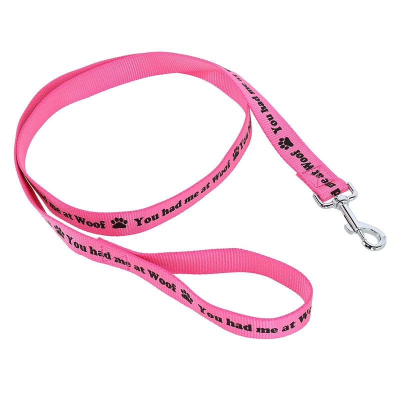 Ascentix You Had Me at Woof Nylon Dog Leash Pink - PawsPlanet Australia