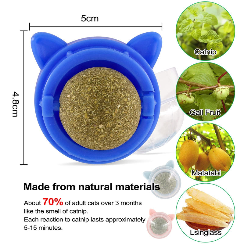 JULY BRISE Improved sweet catnip balls, 360° rotating cat licking catnip toy, catnip ball with powerful stickers, healthy and fun cat gift, cat shape, 3 pieces - PawsPlanet Australia