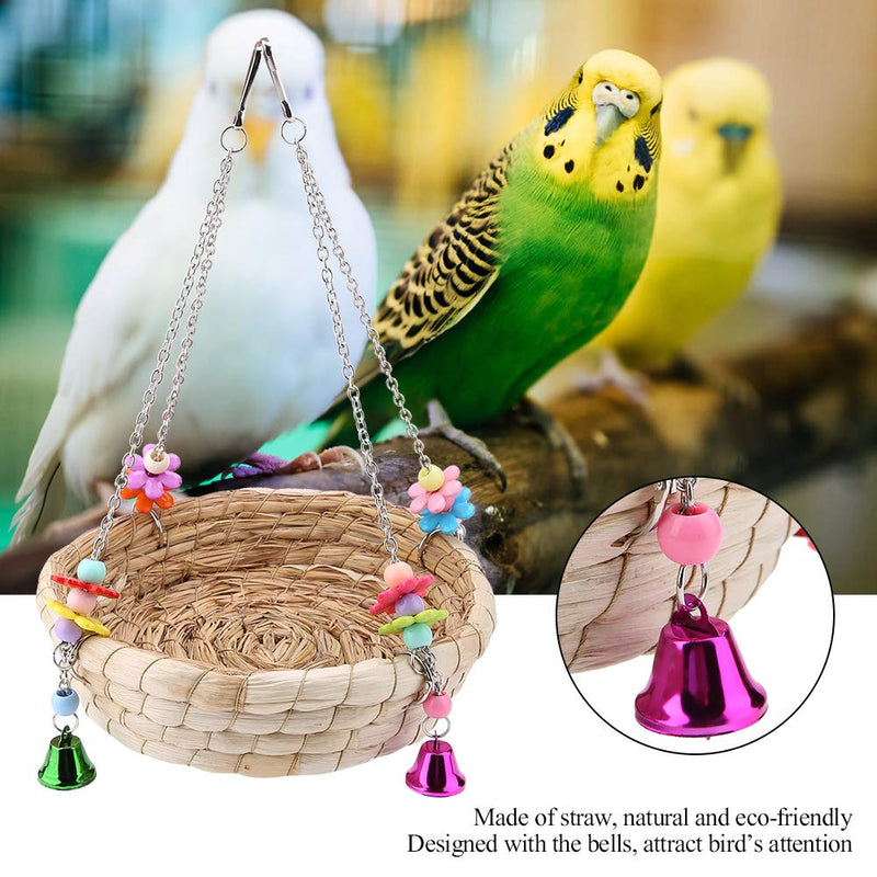 TOPINCN Parrot Swing Nest Safe Straw Durable Safe Non-Toxic Reusable Durable Bird Lovebird Bite Toy Basket Bed Hanging On Birdcage - PawsPlanet Australia