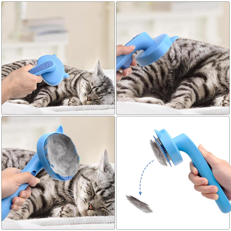 Cat brush, dog brush, pet brushes, self-cleaning pet brush, pet brush for cats and dogs with short, medium, long hair for removing undercoat, loose fur and dirt - PawsPlanet Australia