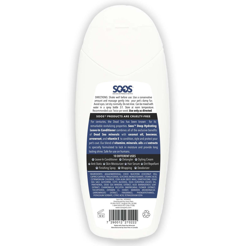 [Australia] - Soos Pets Natural Dead Sea Deep Hydrating Leave-in Conditioner, 250 mL/8.45 oz. 