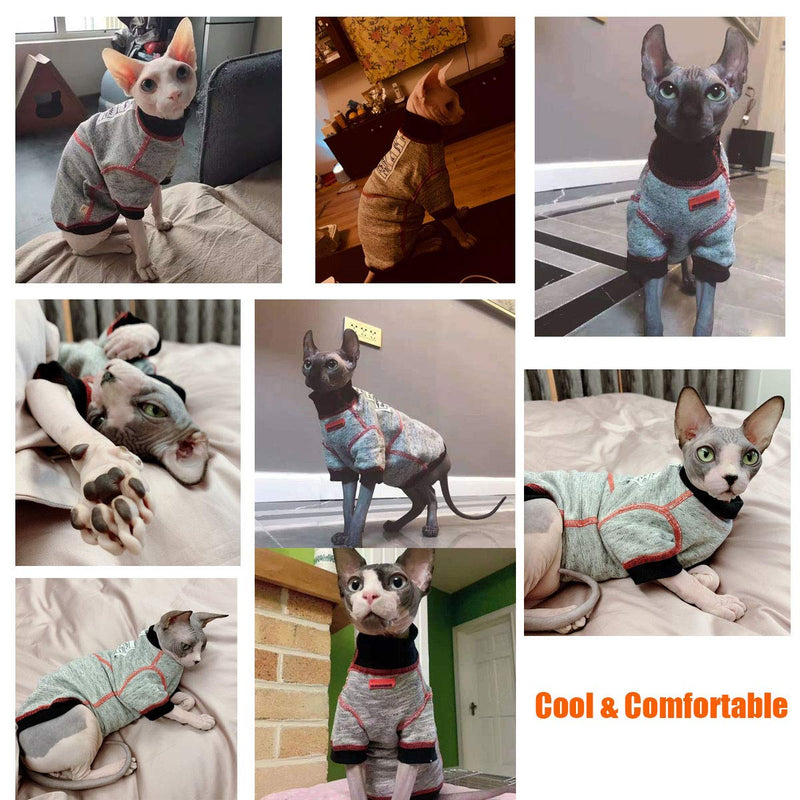 [Australia] - Bonaweite Hairless Cats Sweatshirt Turtleneck Vest, Breathable Adorable Cat Wear Shirt Clothes, Cat's Pajamas Jumpsuit for Sphynx, Cornish Rex, Devon Rex, Peterbald M 