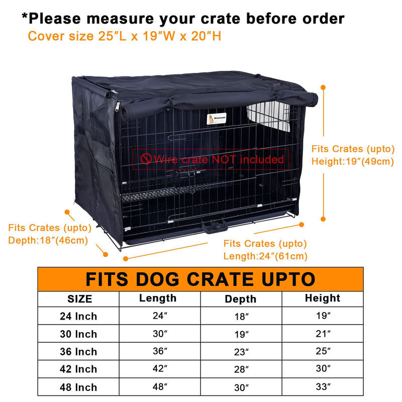 Dog Crate Cover Durable- Fits 24 30 36 42 48 Inches Wire Crate - Dog Kennel Cover for Medium and Large Dog - Heavy Duty Oxford Fabric with 1 2 3 Doors Rhombus Black-2 24 Inch - PawsPlanet Australia