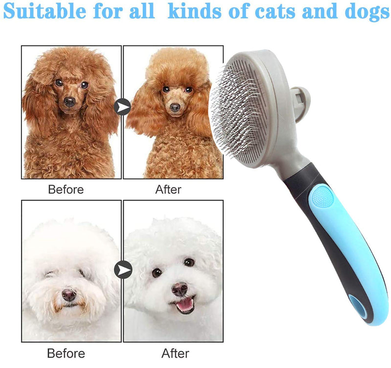 YuanMoon Slicker Dog Brush, Self Cleaning Pets Grooming Comb for Dogs Cats with Short or Long Hair Removes Undercoat Shedding Mats and Tangled Hair Ideal for Dander Dirt Massages Particle - PawsPlanet Australia