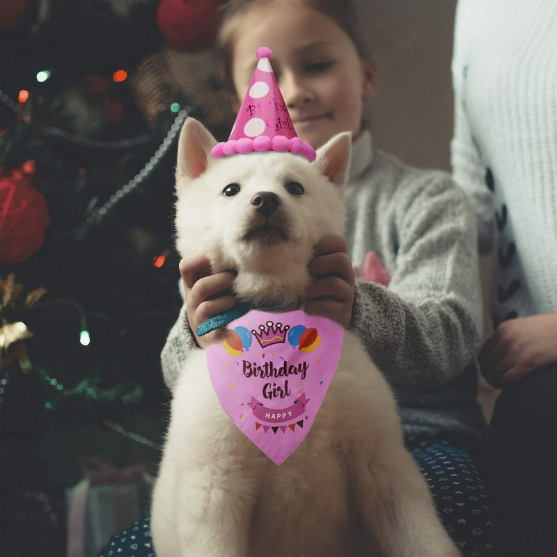 LUTER Dog Birthday Bandana Triangle Scarfs Cute Doggie Birthday Party Hat Happy Birthday Boy Print for Dog or Puppy Birthday Decor Pink - PawsPlanet Australia