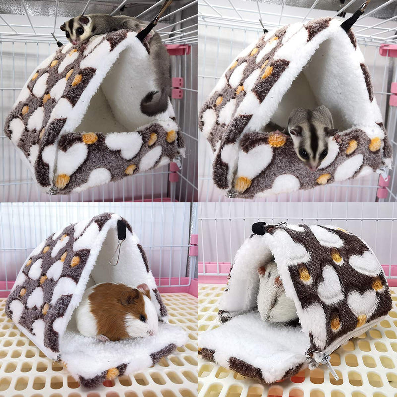 LEFTSTARER Sugar Glider Hamster Hammocks Guinea Pig Cage Bedding Cute Small Pet Animals Nest Hanging House Sleeping for Squirrel Hedgehog Chinchilla Bird (Small, Brown) - PawsPlanet Australia