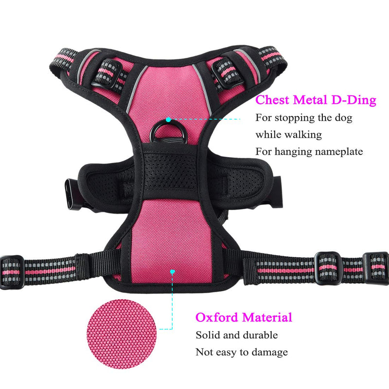 [Australia] - WEZVIX Dog Harness and Leash Set, Pet Harness with Leash Adjustable Outdoor Pet Vest Set Reflective Oxford Material Vest Harness for Small Medium Large Dogs Easy to Control Rose Red 