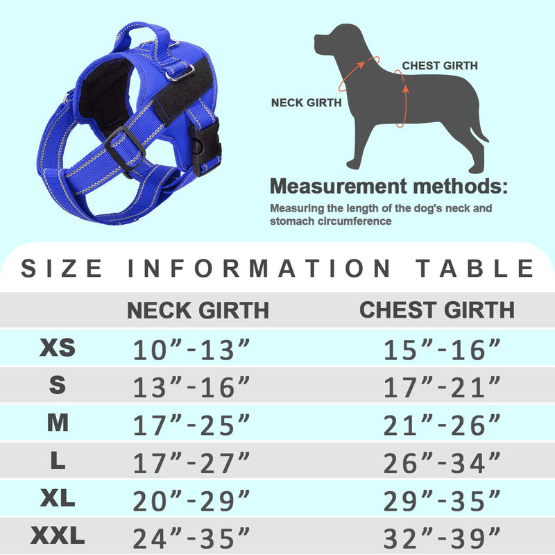 [Australia] - Service Dog Harness, No-Pull Reflective Vest Harness Adjustable Outdoor Pet Vest - Easy On & Off Comfort Pet Halters Breathable Oxford Soft Vest with Easy Control Handle for Small Medium Large Dogs L (NECK: 17″-27″/CHEST: 26″-34″) Blue 