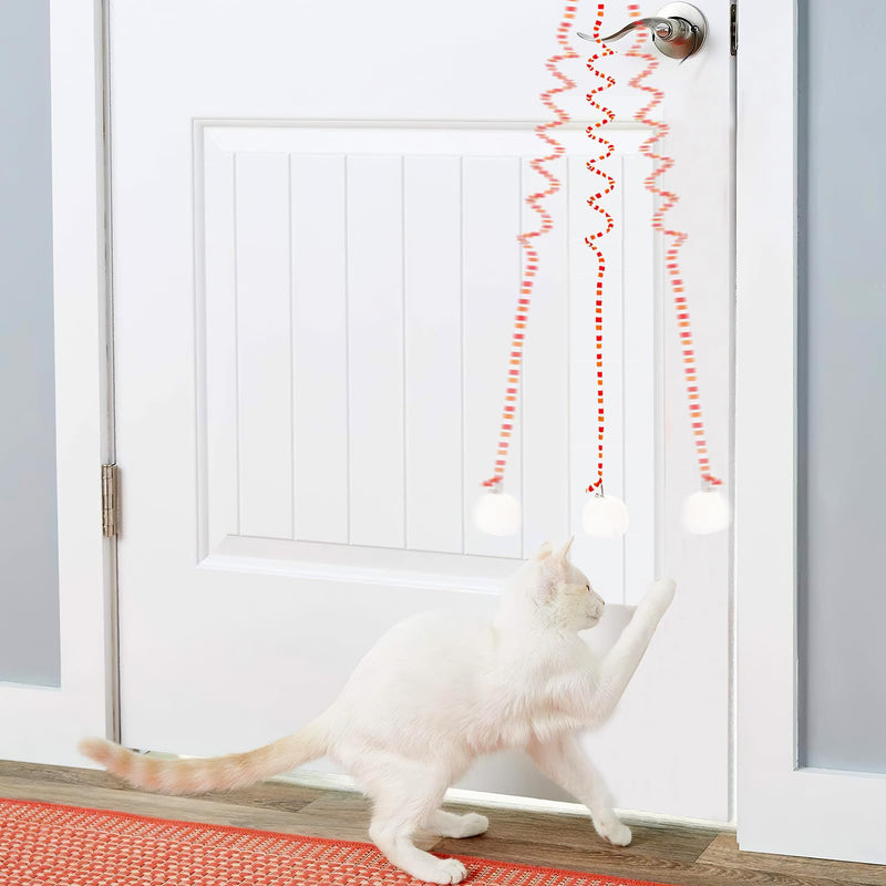 EMOIEMO cat toy, 4 pieces interactive cat toy with spring and bell, bouncing interactive cat toy, bouncing retractable for cat exercise and against boredom - PawsPlanet Australia