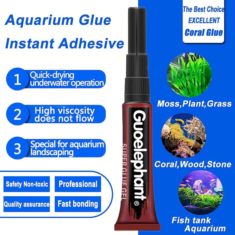 Aquarium Glue,2 pcs Safe and quick-drying aquascape water plant glue for Corals aquascaping Instant glue for plant, moss, coral, stone, wood, reef, non-toxic, fresh and salt water-multiple color Black - PawsPlanet Australia