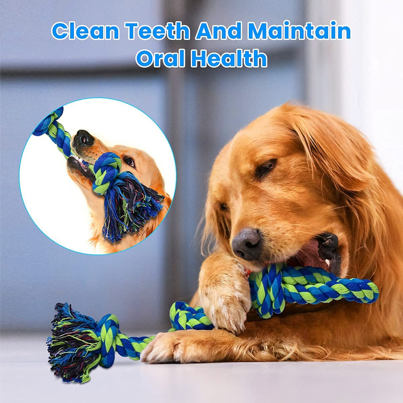 Feeko Dog Rope Toys for Large and Medium Aggressive Chewers, 2 Pack Heavy Duty XL Dog Rope Toy for Large Breed, Indestructible Dog Chew Toys, Tug of War Dog Toy, 100% Cotton Teeth Cleaning - PawsPlanet Australia