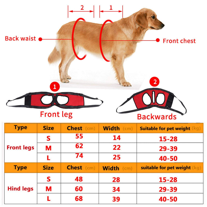 Hztyyier Dog Support Harness Set Front Rear Dog Leg Support Harness Walking Aid Lifting Pulling Vest for Old or Injured Dogs(L-Hind Leg) L Red - PawsPlanet Australia