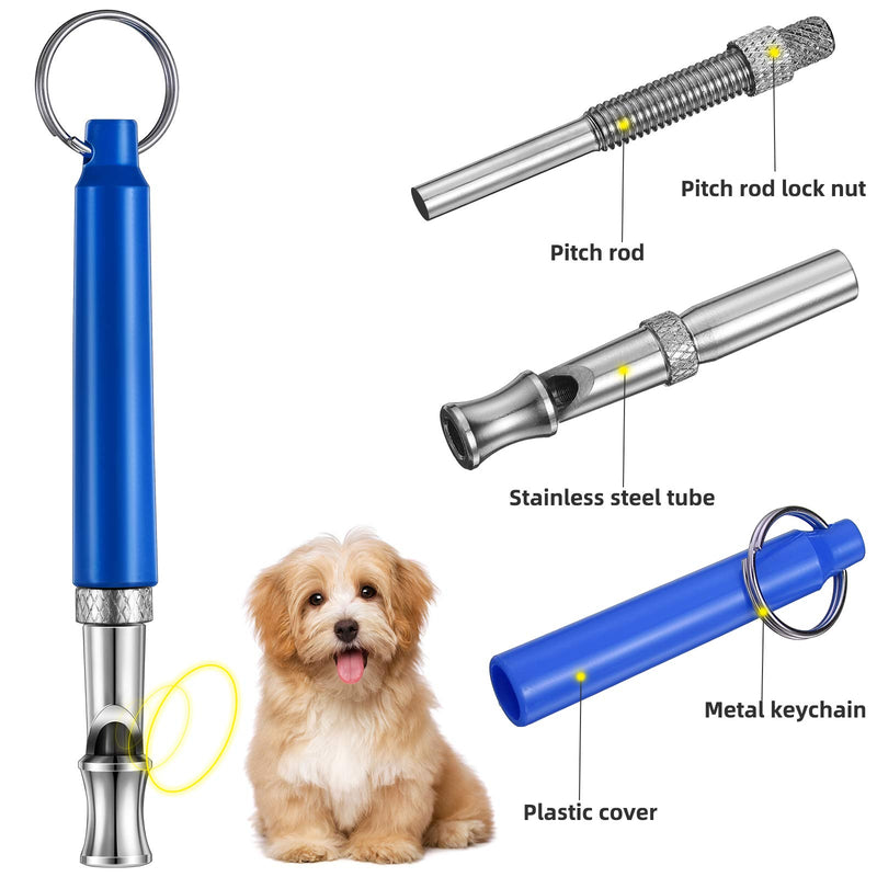 Frienda 8 Pieces Dog Training Whistle with Clicker Kit Include 4 Pieces Adjustable Dog Ultrasonic Whistle with Lanyard and 4 Pieces Training Clicker with Wrist Strap for Pet Training Recalling - PawsPlanet Australia