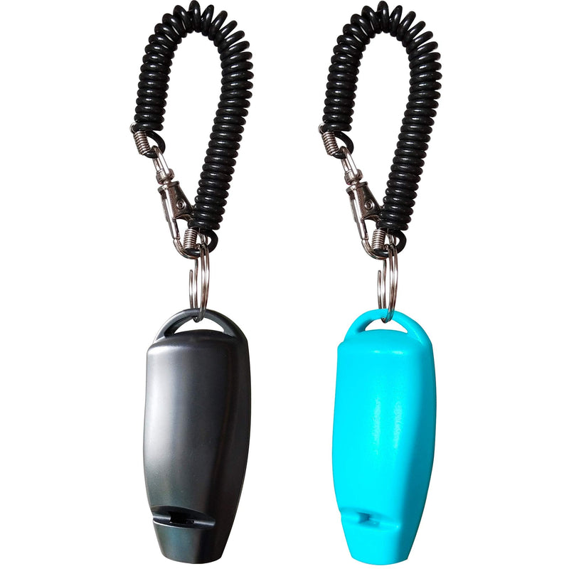 HoAoOo Pet Training Clicker Whistle with Wrist Strap - Dog Training Clickers (Black + Blue) - PawsPlanet Australia