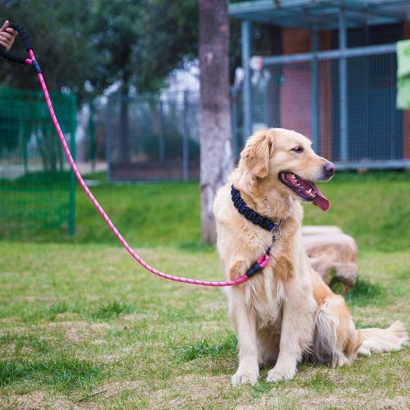 [Australia] - HIPIPET Dog Leash Large Dogs Leashes Rope Highly Reflective with Comfortable Soft Padded Handle for Large and Medium Dogs Pink 