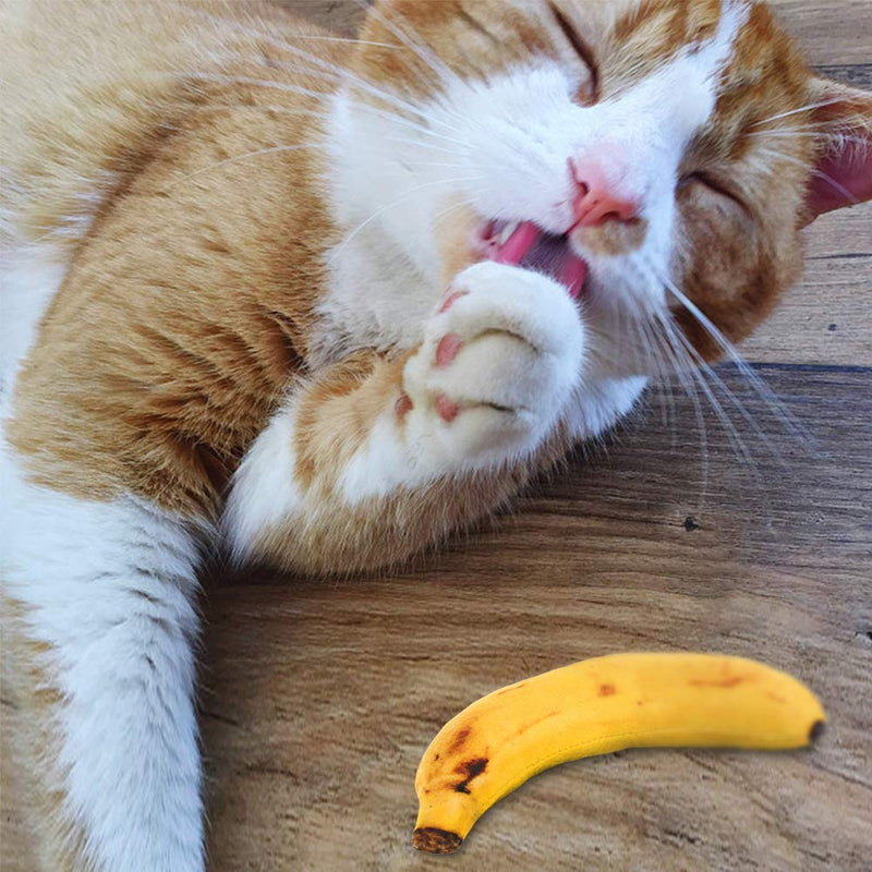 [Australia] - HEQUSigns 4 Pcs Catnip Cat Toys Banana Catnip Cat Toys Banana Interactive Simulation Toys for Cat Playing Teeth Grinding Chew Toys 