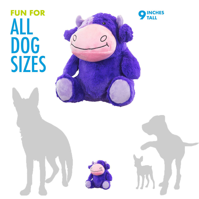 Hero Chuckles, Cow Plush Dog Toy, Durable Stuffed Animal with 3-in-1 Squeaker - PawsPlanet Australia