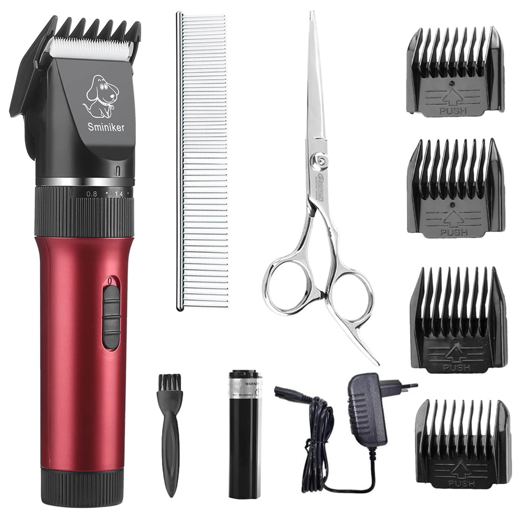 Sminiker Pet Hair Trimmer Professional Ultra Quiet Rechargeable Cordless Cats and Dogs Horses Hair Trimmer Professional Pet Shaver Dog Trimmer Kit - PawsPlanet Australia