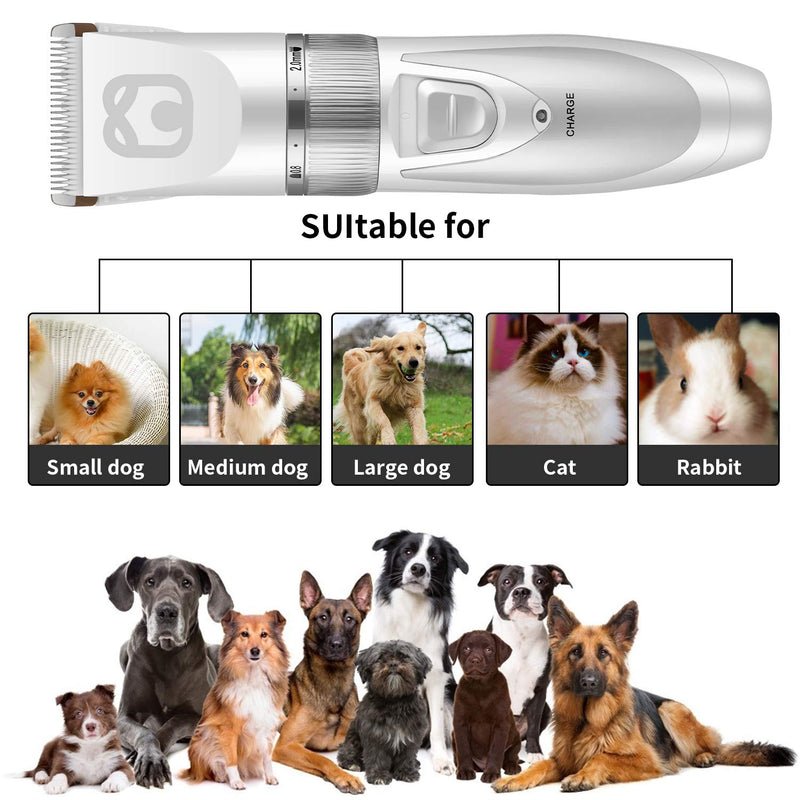 EOSVAP Dog Clippers, Dog Grooming Clippers for Pets, Cat Hair Trimmer Kit, Cordless Dog Clippers Low Noise, Professional Hair Clipper Set with 4 Comb, Rechargeable Shaving Tool - PawsPlanet Australia