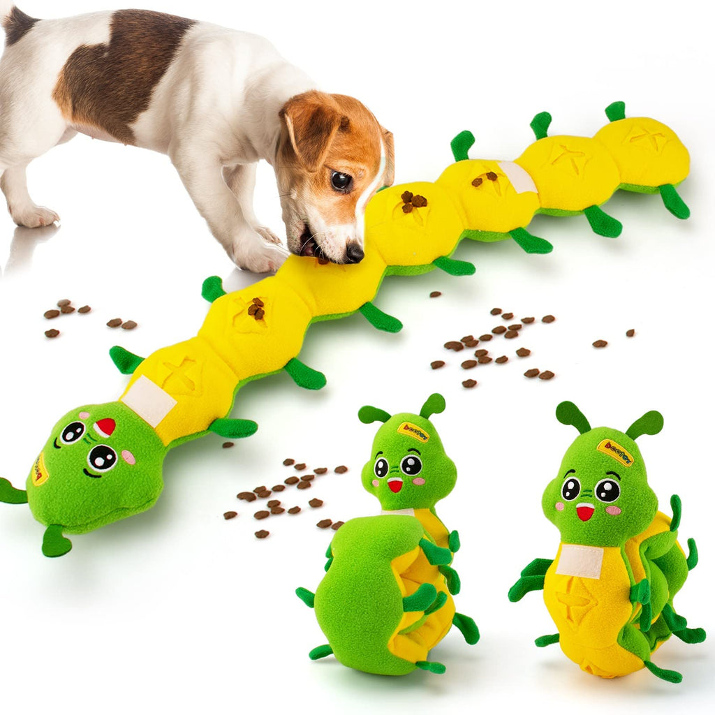 beetoy Dog Puzzle Toy, Caterpillar Sniffing Dog Toy Interactive Squeaky Soft Plush Teething Toy for Boredom Puppies - PawsPlanet Australia