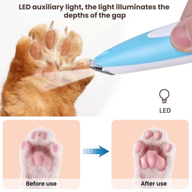 Clipper Dog Paws Quiet with LED Light and Cat Ringworm Lamp, Hair Clippers for Pets, Dog Clippers Paw Trimmer for Trimming Paw Ears Eyes Face (Blue) Blue - PawsPlanet Australia