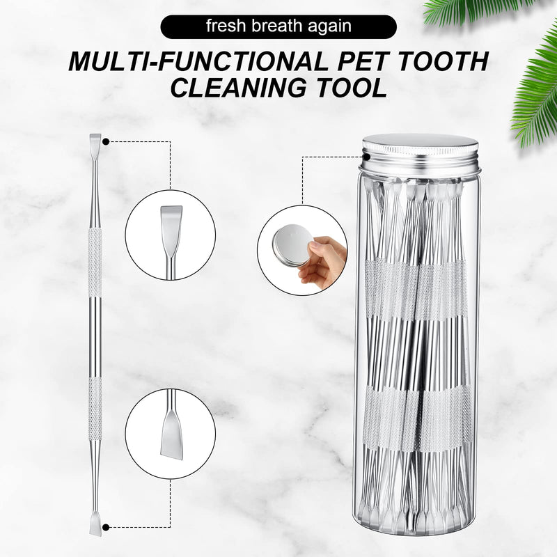 30 Pieces Dog Dental Tooth Scaler and Tartar Scraper Stainless Double Headed Tartar Remover Scraper Pet Teeth Cleaning Tools for Dog and Cat Teeth Cleaning with Transparent Packaging Jar - PawsPlanet Australia