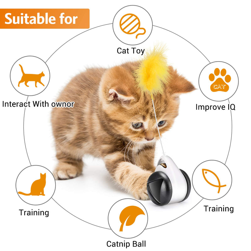 [Australia] - DXCEL Cat Toys for Indoor Cats, Interactive Cat Toy Balance Swing Car Cat Chase Toys with Feather and Catnip for Cats Entertainment Hunting Exercise, Bells Included 