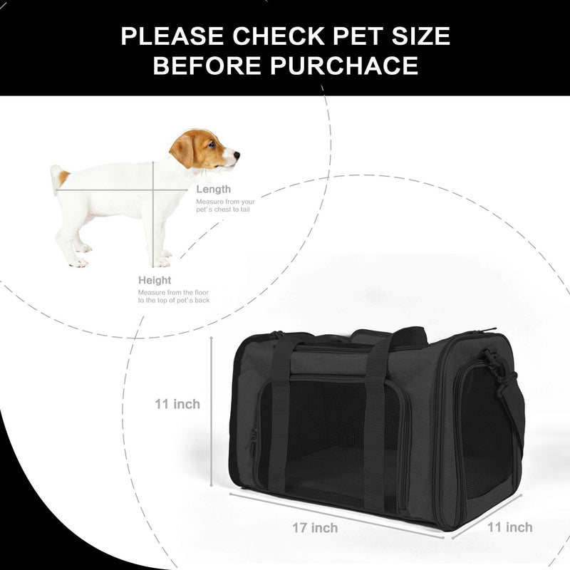 EOOORL Cat Carriers Dog Carrier Pet Carrier for Small Medium Cats Dogs Puppies of 18 Lbs, TSA Airline Approved Small Dog Carrier Soft Sided, Collapsible Puppy Carrier Black - PawsPlanet Australia