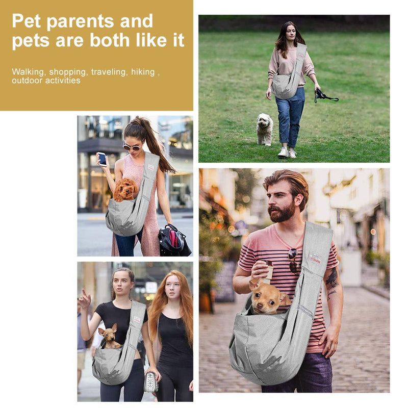 artisome Reversible Small Medium Dogs Cats Sling Carrier Bag Purse Pouch Travel Hand-Free Pet Backpack Grey 8 - 13 lbs - PawsPlanet Australia