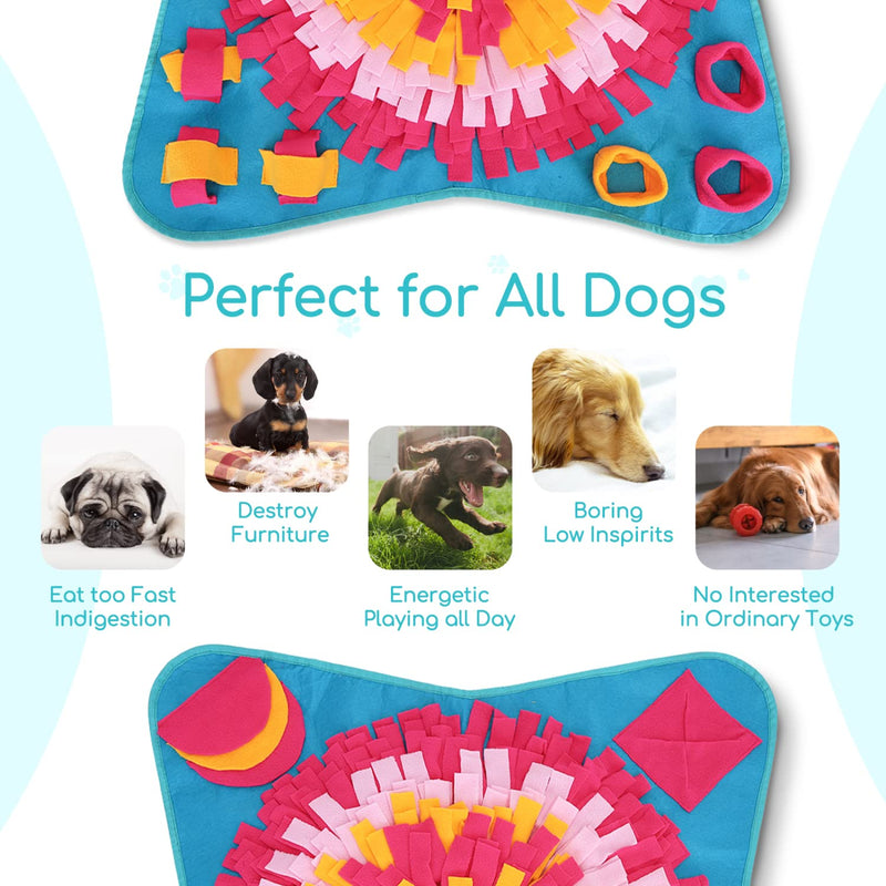 Nobleza Sniffing Carpet Dog Intelligence Toy, Sniffing Carpet Washable Foldable, Non-Slip Intelligence Dog Toy Sniffing Toy Promotes Natural Foraging Skills, 70 x 70 cm Blue - PawsPlanet Australia