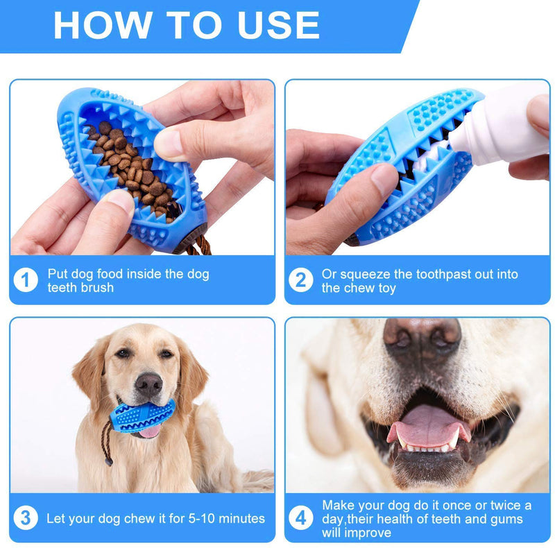Dog Toothbrush Stick and Training Chew Toy, 2-Pack Set Pet Chew Toy, Non-Toxic Natural Rubber, Dental Care for Dogs, Teeth Cleaning (M, Blue) - PawsPlanet Australia