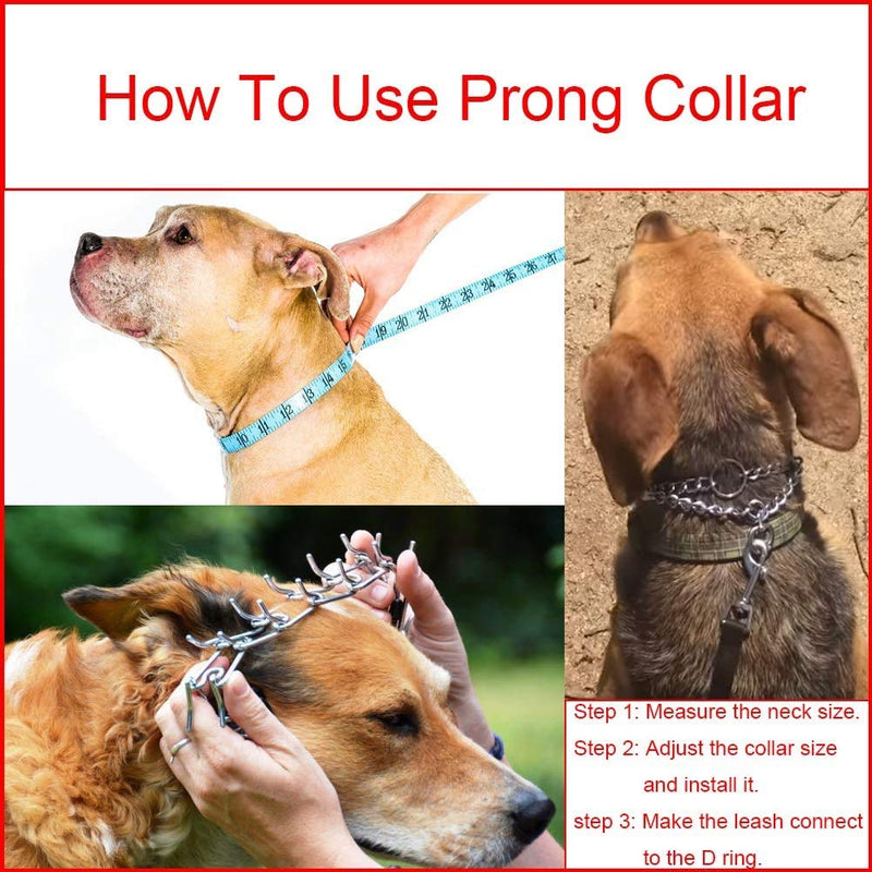 Aheasoun Prong Collar for Dogs, Choke Collar for Dogs, Pinch Collar for Dogs, for Large Medium and Small Dogs, Stainless Steel Adjustable with Comfort Rubber Tips, Safe and Effective S, 2.5mm, 15.8-Inch - PawsPlanet Australia
