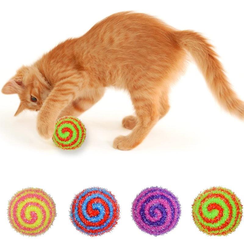 47 Pcs Cat Balls Toys Soft Glitter Tinsel Tinsel Pom Poms Cat Sparkle Fuzzy Chase Puff Balls for Cat Exercise Scratch Play - PawsPlanet Australia