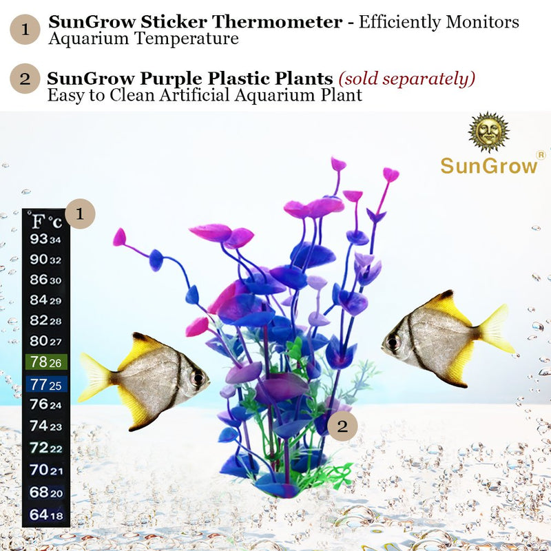 SunGrow Aquarium Sticker Thermometer, Precise Measurement of Tank’s Temperature, Ideal for Fish, Shrimps & Turtles, Peel & Stick Installation, 2 Color Indicators - PawsPlanet Australia