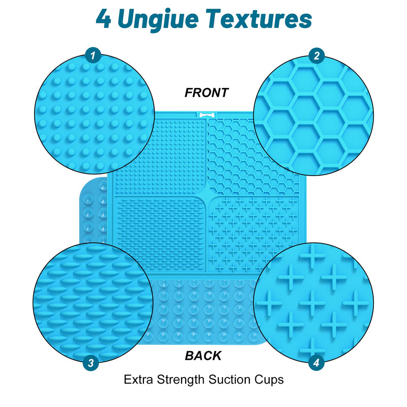 MateeyLife X Large Licking Mats for Dogs and Cats, Lick Mats with Suction Cups for Dog Anxiety Relief, Cat Peanut Butter Lick Pad for Boredom Reducer, Dog Slow Feeder for Bathing Grooming Blue - PawsPlanet Australia