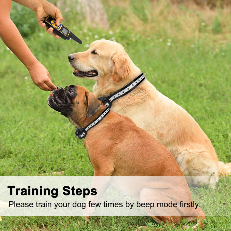 [Australia] - Beinhome Dog Training Collar with Remote 2 Dogs Reflective Strap Waterproof Rechargeable Receiver Collars Up to 2600FT Remote Range with Light Mode, Beep Vibration Shock 