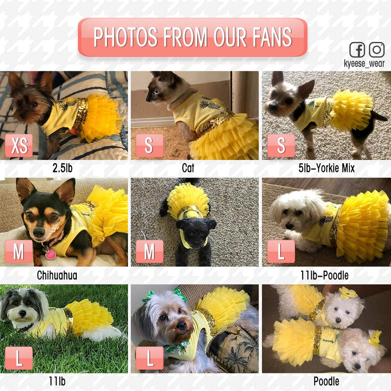 kyeese Dog Dress Pineapple Yellow Tiered Dogs Beach Dresses with Sequins Cat Dress X-Small - PawsPlanet Australia